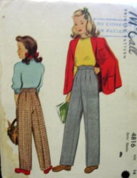 4816  McCalls  GIRLS 1942 EZ PANTS PATTERN 14 26''WST